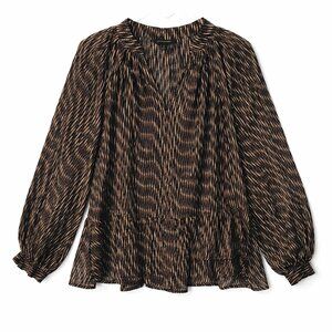 Banana Rep L top/tunic balloon sleeves ruffle high/low hem tribal print boho